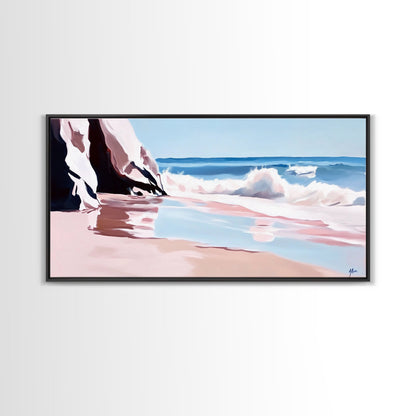 Ocean Waves, Seascape Painting, Beach Aesthetic, Coastal Home Art, Relaxing Seashore, Minimalist Art, Canvas Print, Bathroom Decor