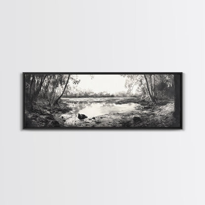 Swamp Scene, Wetlands Wall Art, Nature Reflection Print, Framed Canvas Print, Rustic Living Room Art, Earthy Tones, Woodland Decor