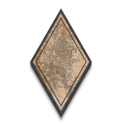 Colorado Springs Diamond Shaped Travel Poster, Custom Diamond Shaped Wall Art, City Map Canvas