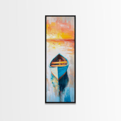 Colorful Boat at Sunset Canvas Print nautical painting coastal decor seascape painting beach house wall art ocean art