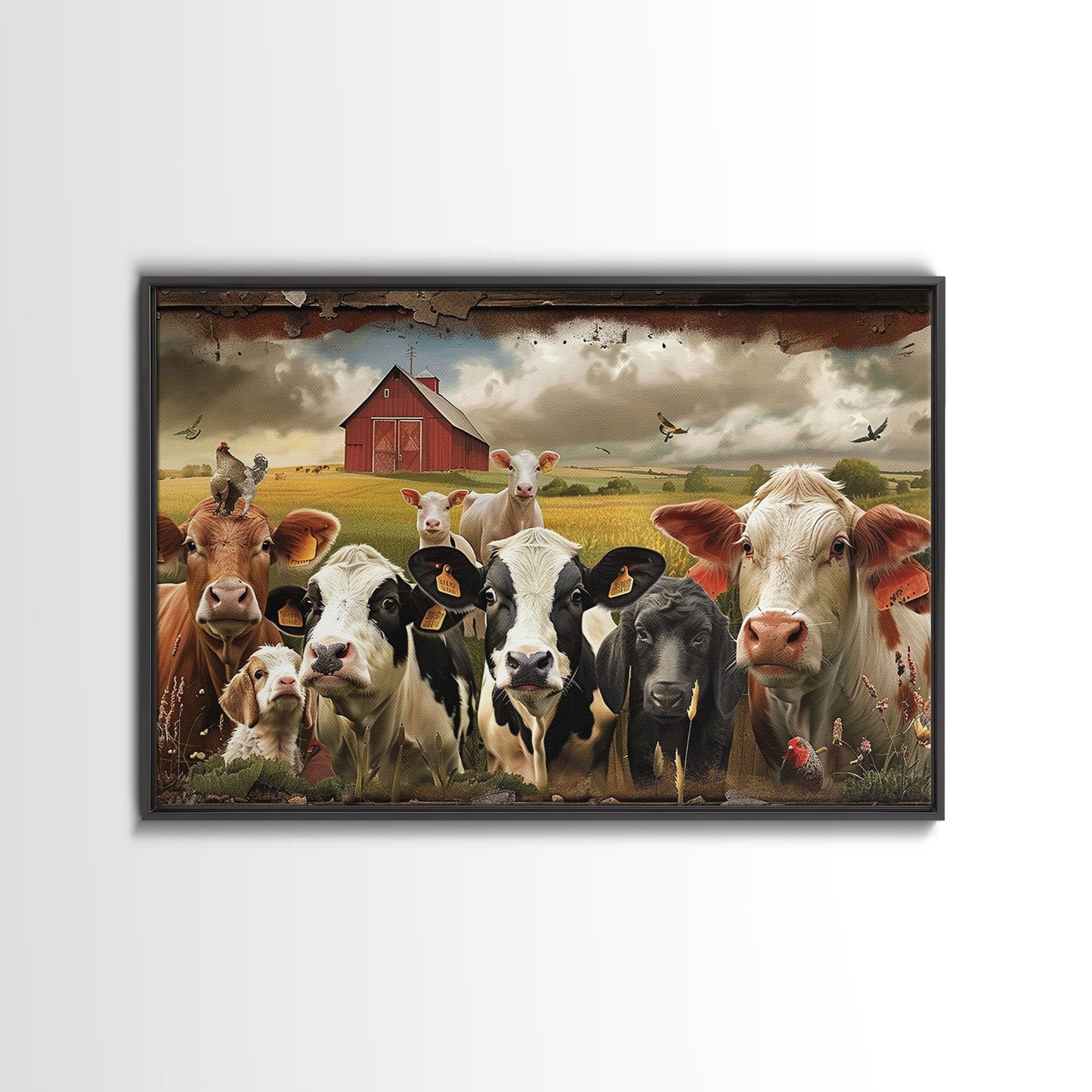 Cute Farmhouse Animal Print, Window Art, Wall Art, Home Decor, Wall Decor, Cute Farmhouse Kitsch Living Room Art