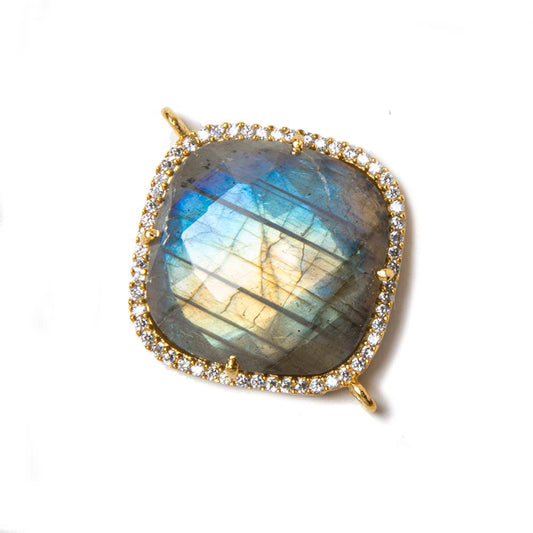 20.5mm Vermeil Labradorite CZ Bezel Pillow Connector 1 pc