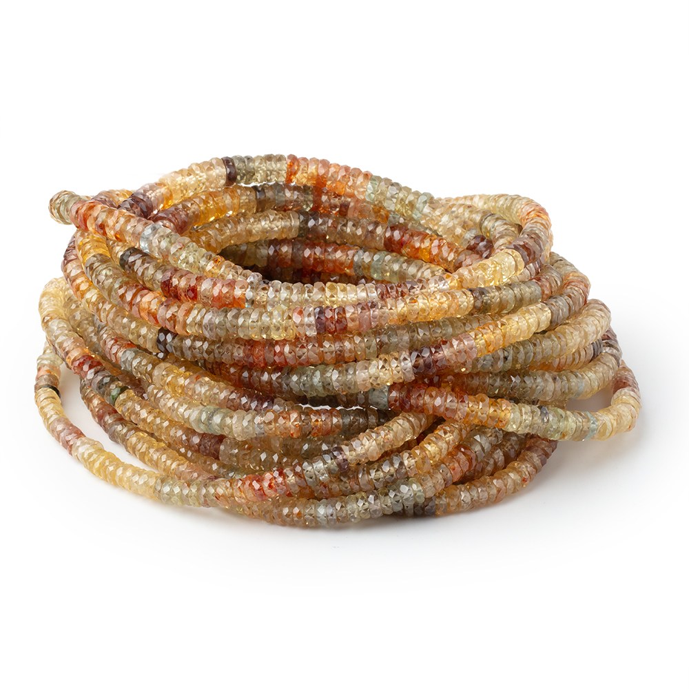 3-5mm Multi Color & Golden Zircon Faceted Heishi 16 inch 245 Beads