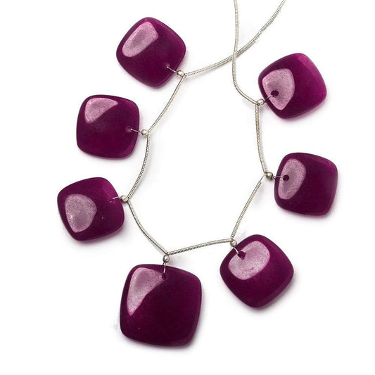 20x20-25x25mm Raspberry Purple Chalcedony Plain Pillows 6 inch 7 Beads A