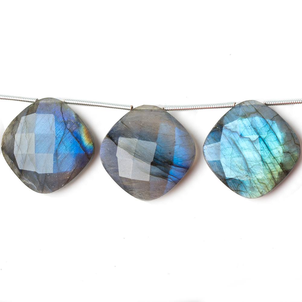 20x20mm Labradorite corner drilled faceted pillow beads 5 inch 6 pieces A