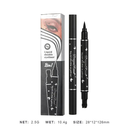Black Seal Eyeliner Pen Double-Ended Star Stamp Long-Lasting Waterproof Eye Liner Pencil Winged Stamp Eyes Makeup Cosmetics