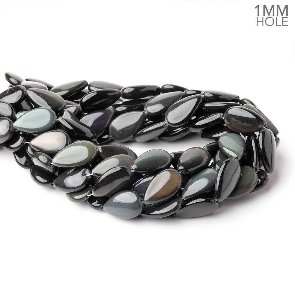 Rainbow Obsidian Plain Pear 16 inch 18 Beads 1mm Hole AAA
