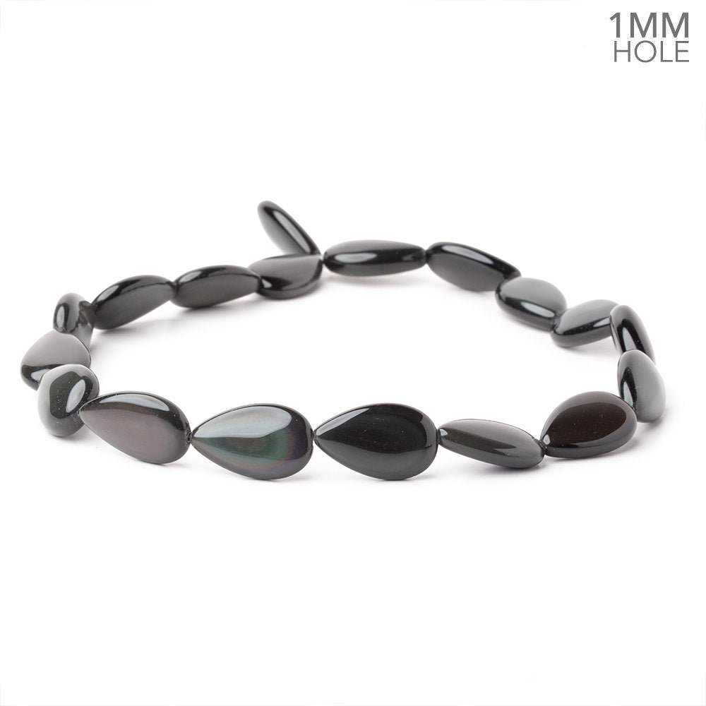 Rainbow Obsidian Plain Pear 16 inch 18 Beads 1mm Hole AAA