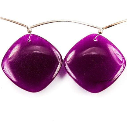 25x25mmGrape Purple Chalcedony Plain Pillow Beads 6 inch 5 pieces