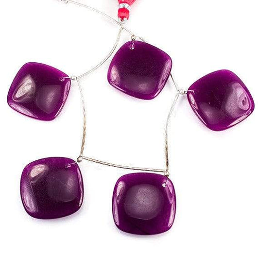 25x25mmGrape Purple Chalcedony Plain Pillow Beads 6 inch 5 pieces