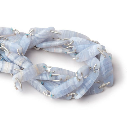 25x8mm Blue Lace Agate Double Drilled Rectangles 8 inch 8 Beads