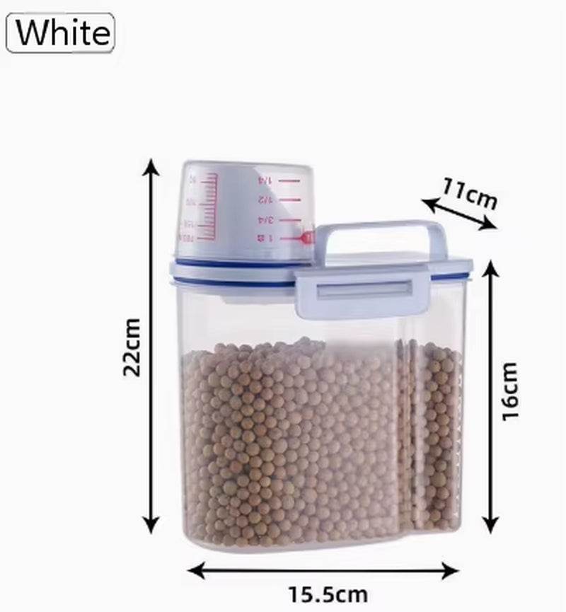 Premium Rice and Grains Storage Canister with Measuring Cup - Moisture, Insect, and Dust Proof for Your Kitchen!