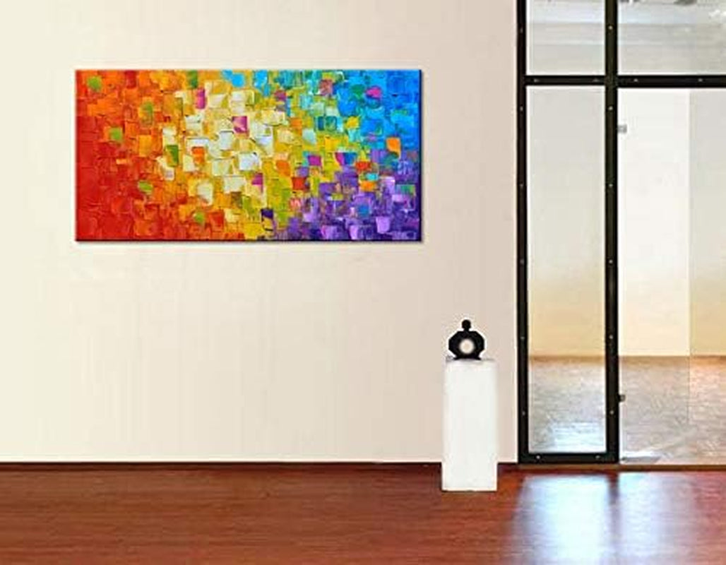 Stunning Hand-Painted Abstract Oil Painting on Canvas - Framed Wall Art, 40x20 Inches, Ready to Hang