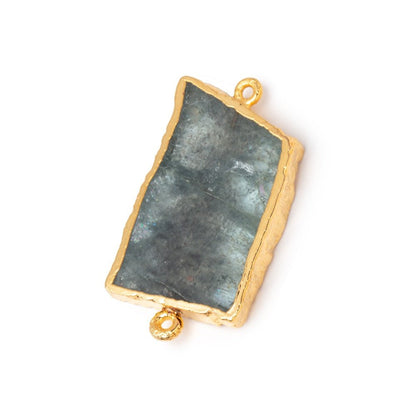 29x19-32x22mm Gold Leafed Moss Aquamarine Slice Connector Focal 1 piece