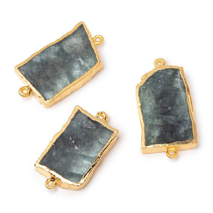 29x19-32x22mm Gold Leafed Moss Aquamarine Slice Connector Focal 1 piece