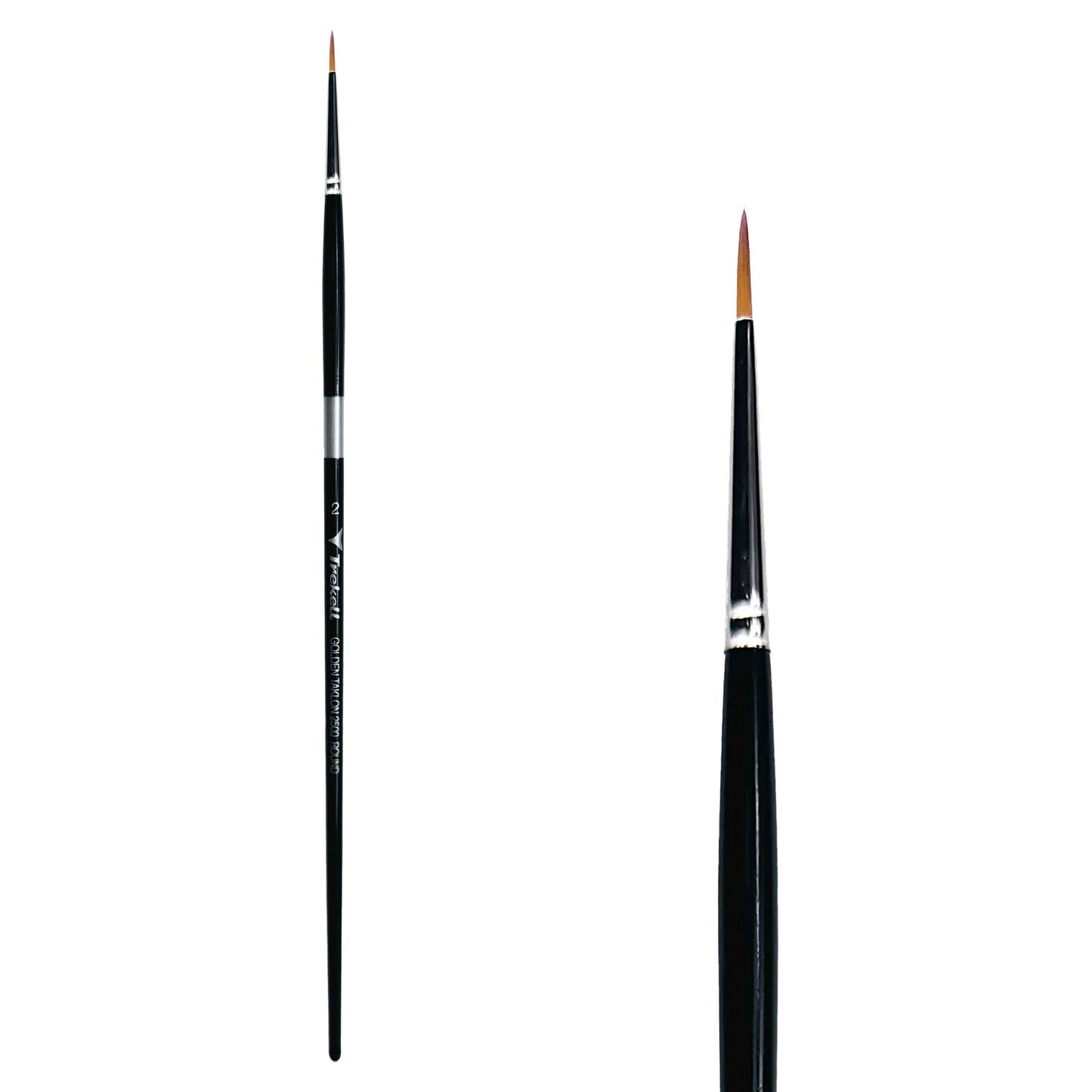 Trekell Golden Taklon Long Handle Artist Brush -  Size #2 Round