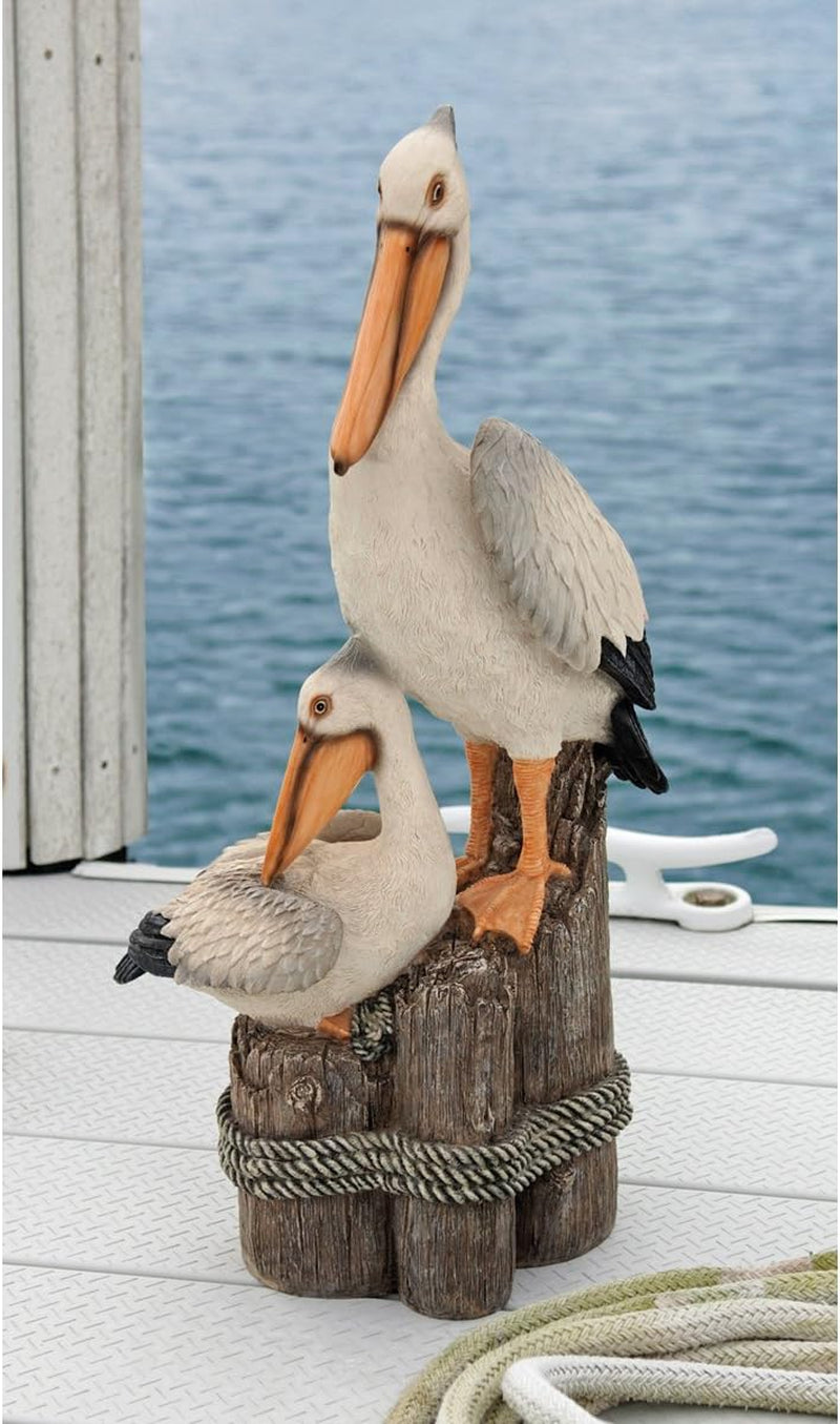 Stunning Coastal Pelican Garden Statue - 24" Tall Cast Stone Resin Decor for Your Outdoor Oasis