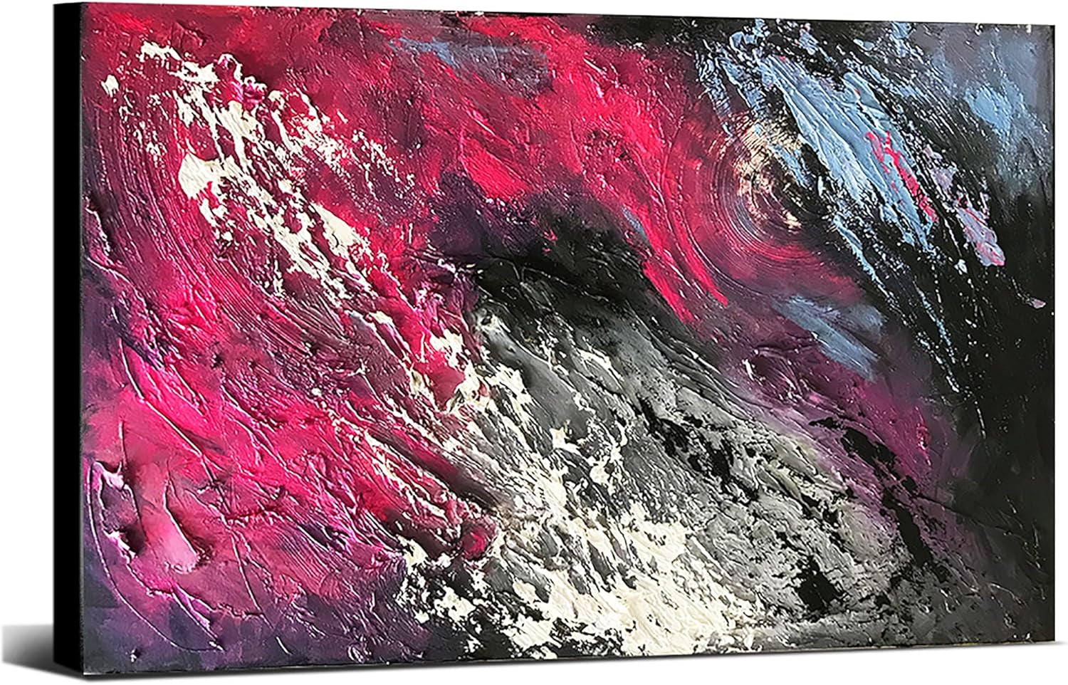 Stunning Large Hand-Painted Red & Blue Textured Canvas Wall Art - Ideal for Living Room, Bedroom & Office Décor (36x24 Inch)