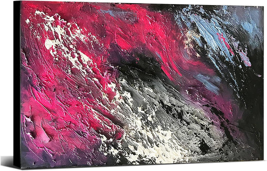 Stunning Large Hand-Painted Red & Blue Textured Canvas Wall Art - Ideal for Living Room, Bedroom & Office Décor (36x24 Inch)