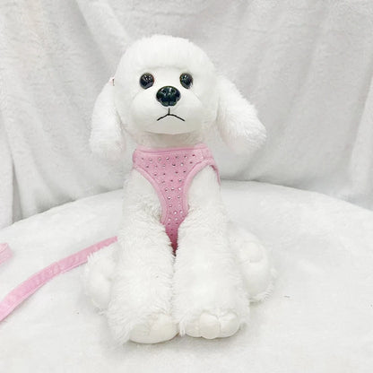 Cat Dog Harness Vest Chest Rope Set Rhinestone Adjustable Pet Harness for Small Medium Dogs Outdoor Walking Accessories