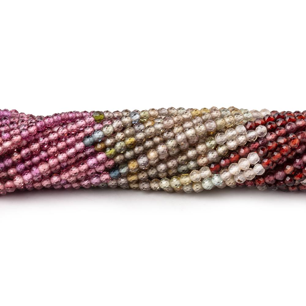 2mm Multi Gemstone Micro Faceted Round Beads 12.5 inch 164 pieces AA