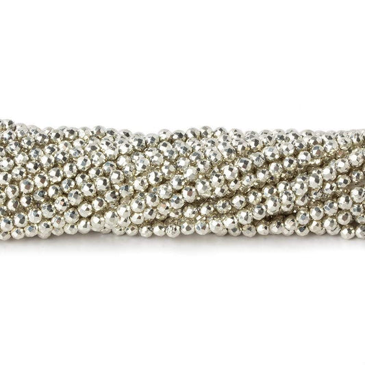 2mm Silver Metallic plated Pyrite micro faceted rounds 12.5 inch 170 pieces