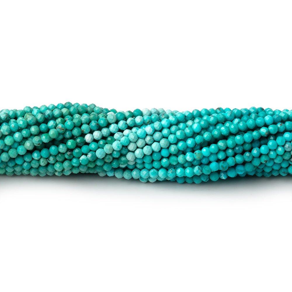 2mm Turquoise Micro Faceted Round Beads 12.5 inch 192 pieces