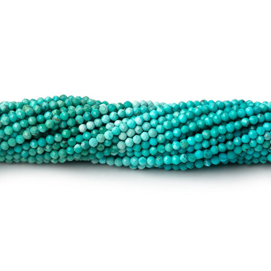 2mm Turquoise Micro Faceted Round Beads 12.5 inch 192 pieces