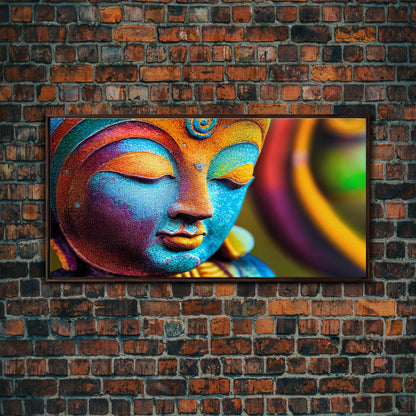 Colorful Buddha Canvas Wall Art, Framed Canvas Print, Buddhism Print, Yoga, Zen Wall Art, Buddha Decor
