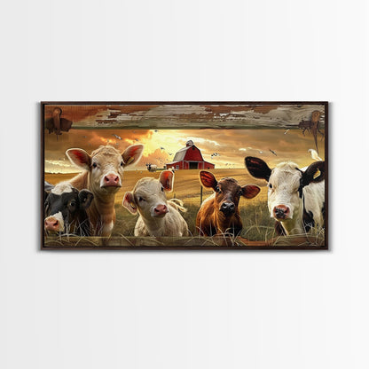 Charming desert garden with blooming cacti and sunset, Framed Canvas Print, perfect for rustic farmhouse living room art