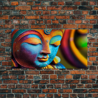 Colorful Buddha Canvas Wall Art, Framed Canvas Print, Buddhism Print, Yoga, Zen Wall Art, Buddha Decor