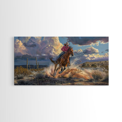 Colorful Desert Landscape with Tree Under Starry Sky, Stunning Framed Canvas Print, Living Room Art, Bedroom Decor, Southwestern Wall Art