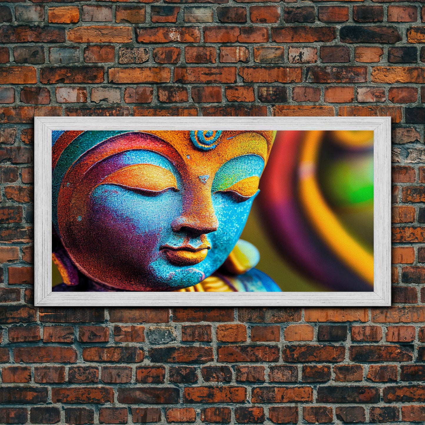 Colorful Buddha Canvas Wall Art, Framed Canvas Print, Buddhism Print, Yoga, Zen Wall Art, Buddha Decor