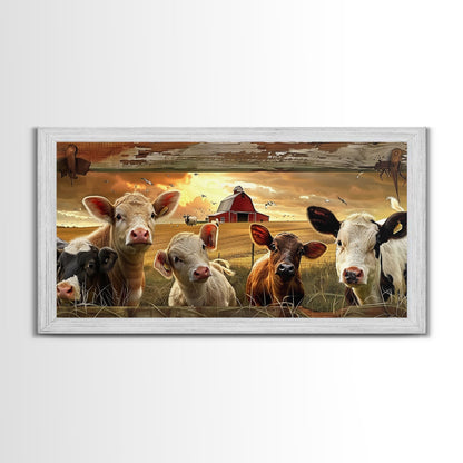 Charming desert garden with blooming cacti and sunset, Framed Canvas Print, perfect for rustic farmhouse living room art