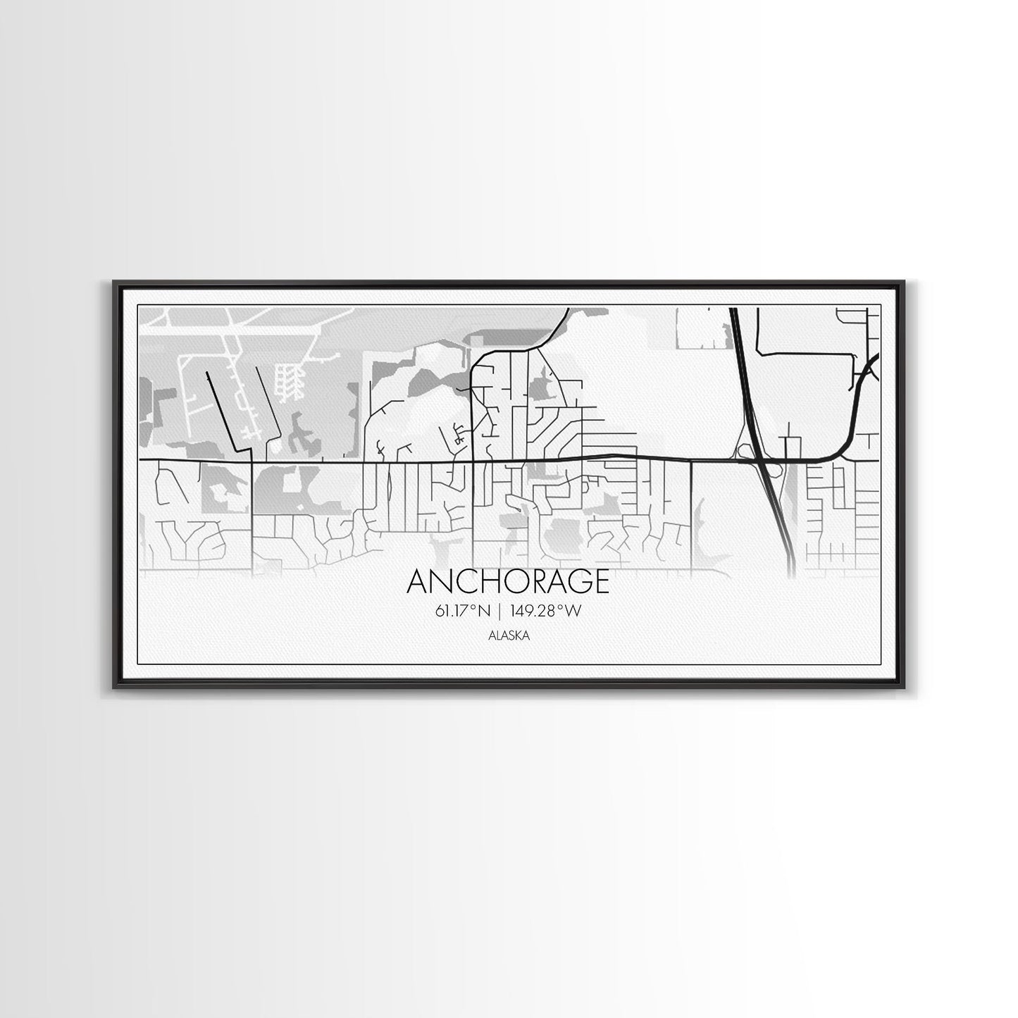 Anchorage Street Map, Alaska Map, Map Print, Modern Art, Wall Art, Canvas Print, Bedroom Décor, City Map Wall Art, Minimalist Décor, Prints