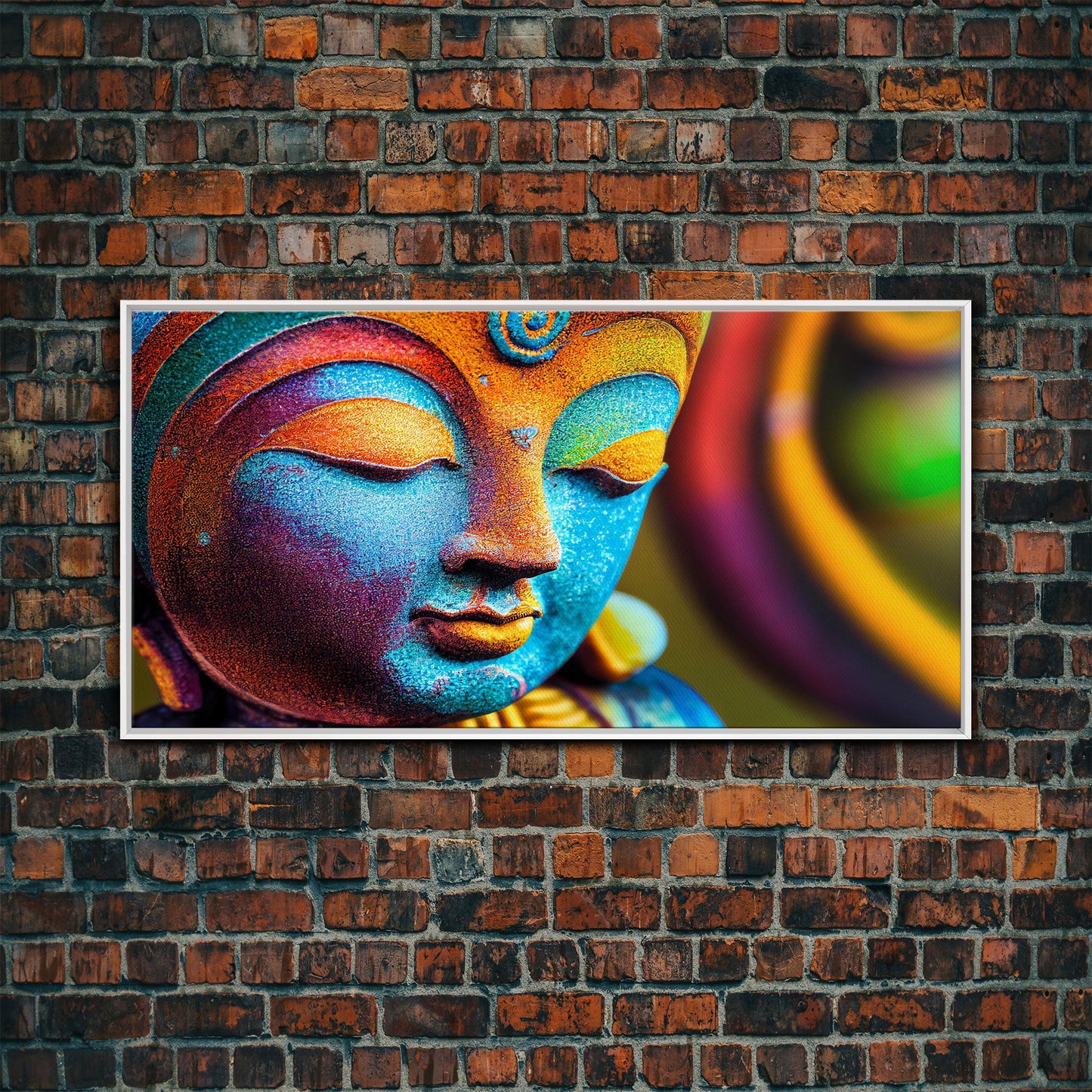 Colorful Buddha Canvas Wall Art, Framed Canvas Print, Buddhism Print, Yoga, Zen Wall Art, Buddha Decor