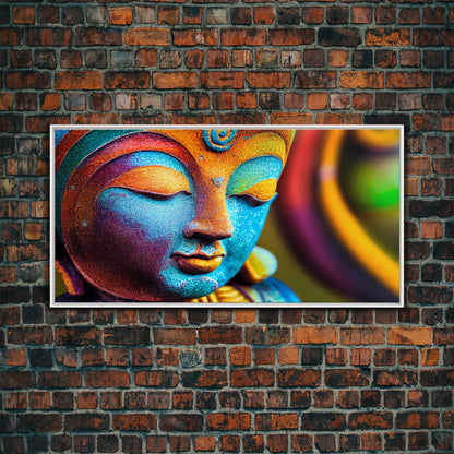 Colorful Buddha Canvas Wall Art, Framed Canvas Print, Buddhism Print, Yoga, Zen Wall Art, Buddha Decor