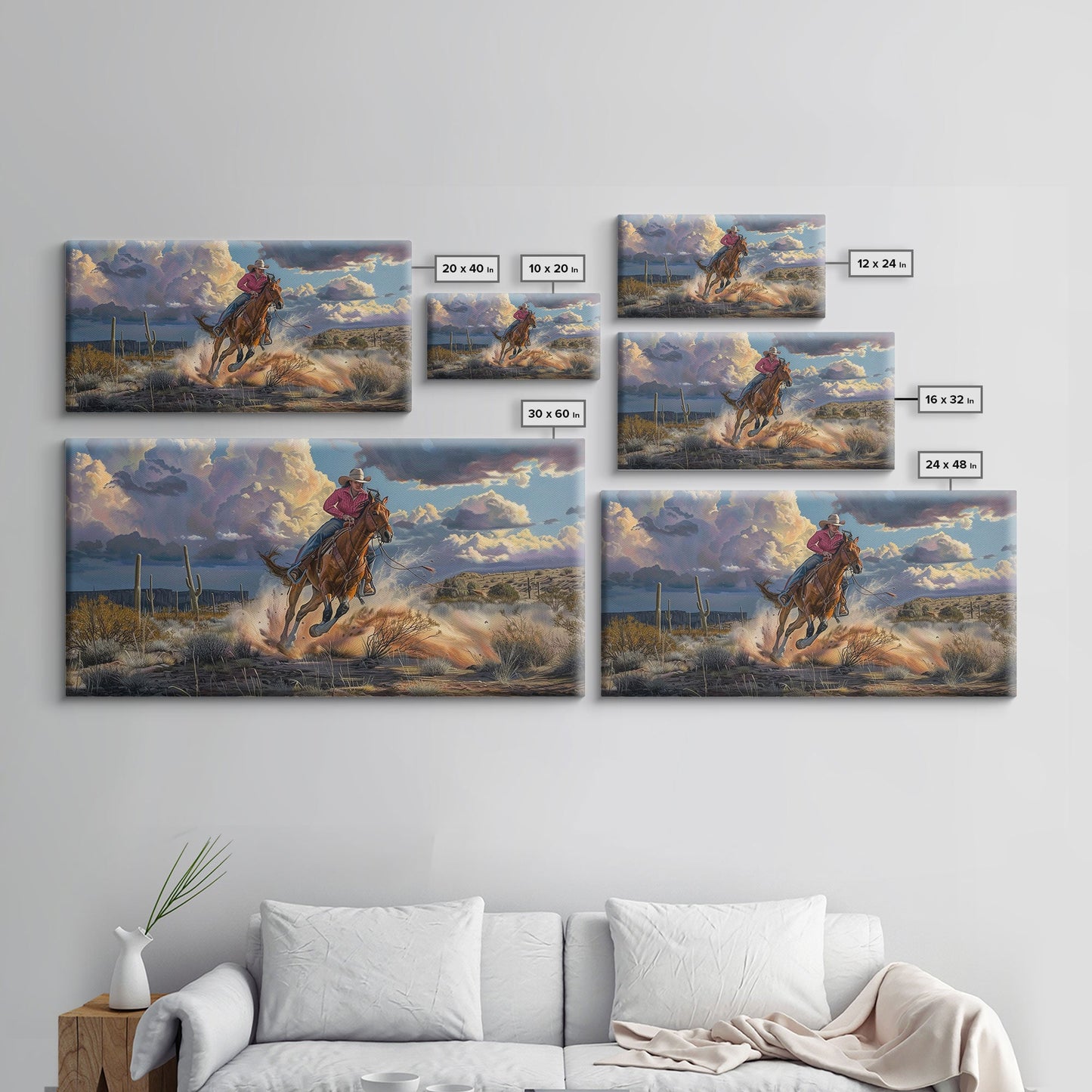 Colorful Desert Landscape with Tree Under Starry Sky, Stunning Framed Canvas Print, Living Room Art, Bedroom Decor, Southwestern Wall Art