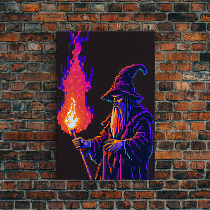 Angry Old Wizard Fire Scepter Gamer Fine Art Print, Wall Decor, Wall Poster, Wall Art Print