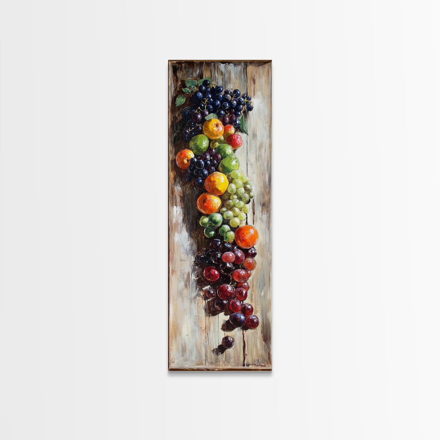 Retro Kitchen Wall Art, Still Life Painting Of Fruit Canvas Print, Narrow Art, Narrow Wall Art, Tall Skinny Art, Skinny Narrow Wall Art