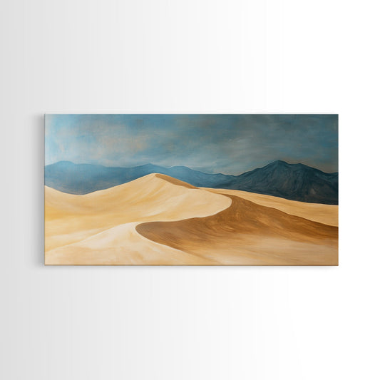 Desert Landscape, Mountain Painting, Rustic Decor, Southwest Wall Art, Framed Canvas Print, Panoramic Art, Earthy Tones Wall Art