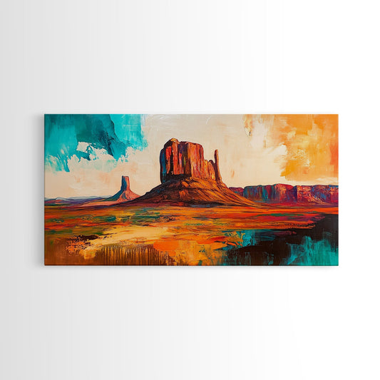 Southwest Landscape, Joshua tree art, desert painting, southwest wall art, framed canvas print, mountain painting, rustic wall art