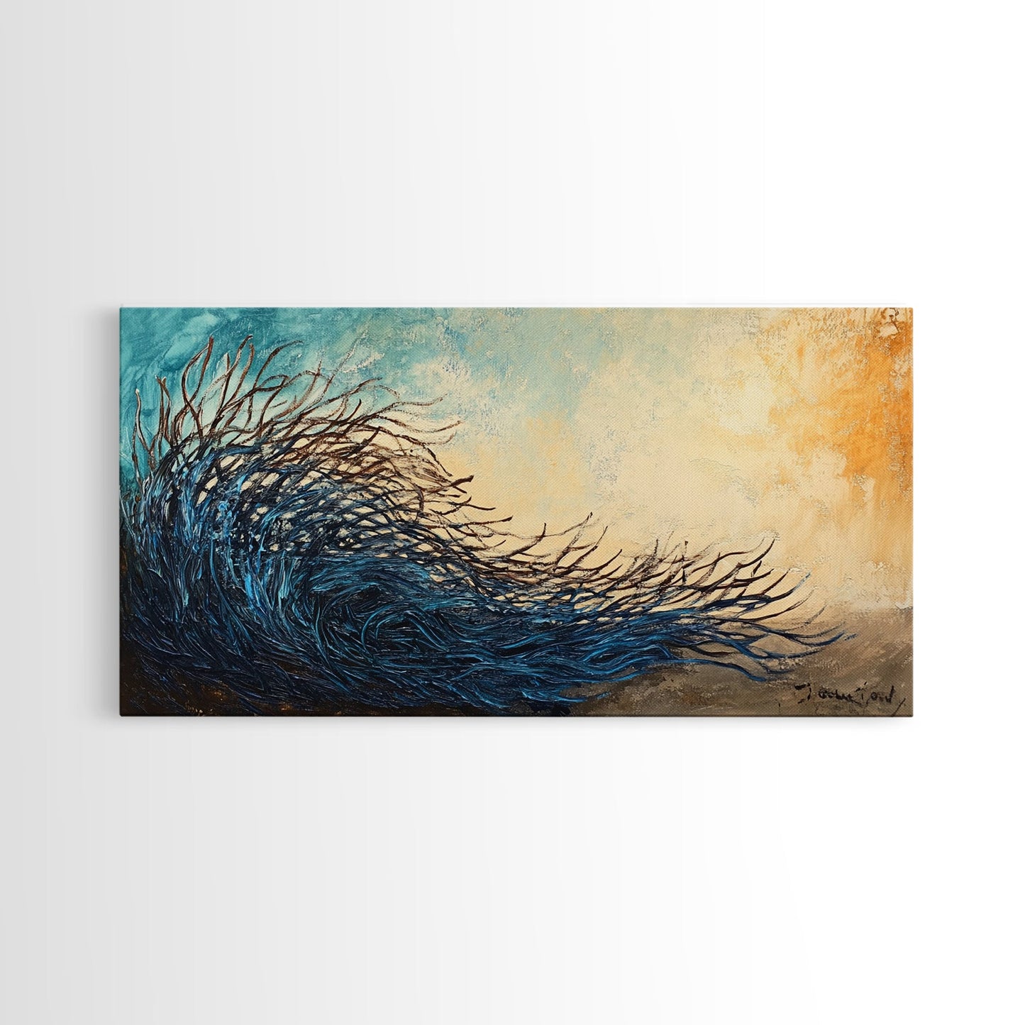Abstract Wind, Canvas Print, wabi sabi art, moody art, extra wide painting, contemporary abstract, panoramic wall art