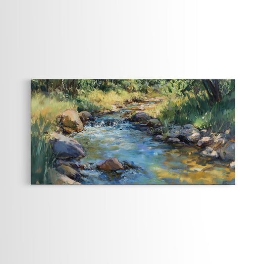 River Landscape Painting, Nature Wall Art, Rustic Art, Cottagecore Wall Art, Smoky Mountain Art, Outdoor Decor, Bedroom Art, Canvas Print