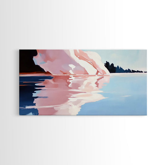 Iceberg Reflection, Arctic Landscape, Cool Tones, Ocean Scene, Framed Canvas Print, Modern Wall Art, Office Decor, Coastal Painting