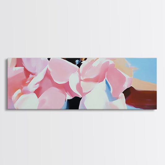 Pink Petals, Floral Wall Art, Flower Painting, Feminine Pastel Art, Shabby Chic Home Decor, Framed Canvas Print, Cottagecore Style