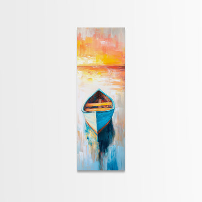 Colorful Boat at Sunset Canvas Print nautical painting coastal decor seascape painting beach house wall art ocean art