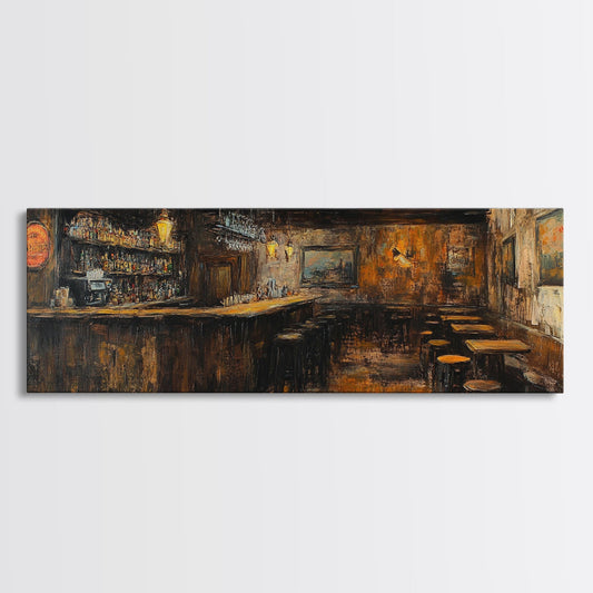 Rustic Bar, espresso martini wall art, moody art, dark romance painting, rustic decor, vintage style, framed canvas print