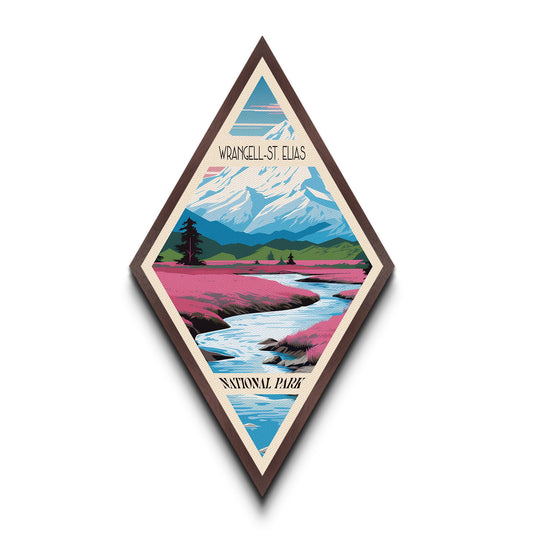 Retro Wrangell-St. Elias National Park Travel Poster Canvas Texture Print, Travel Decor Artwork, Midcentury Modern Decor Alaska Travel Art