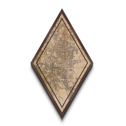 Colorado Springs Diamond Shaped Travel Poster, Custom Diamond Shaped Wall Art, City Map Canvas